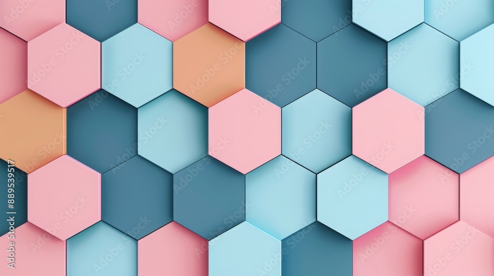 Abstract geometric hexagon pattern in pastel colors. Modern and minimalistic design ideal for backgrounds and creative projects. Abstract geometric hexagon pattern in pastel colors. Modern and minimalistic design ideal for backgrounds and creative projects.
