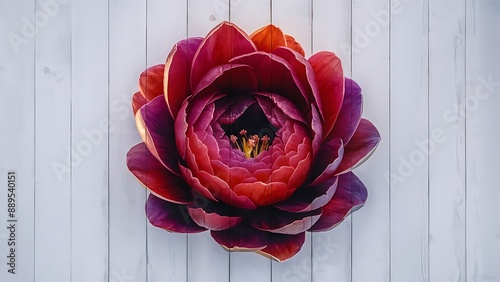 Beautiufl color of flower on white wooden background photo