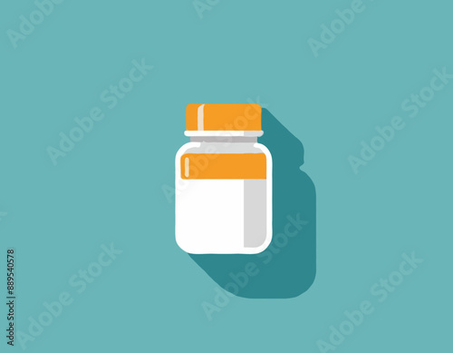 Pill bottle icon in flat style. Medical capsules vector illustration on white isolated background. Pharmacy sign business concept
