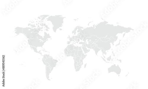 World map Grayscale,isolated on white background for website layouts,background,education, precise,customizable,Travel worldwide,map silhouette backdrop,earth geography, political,reports.