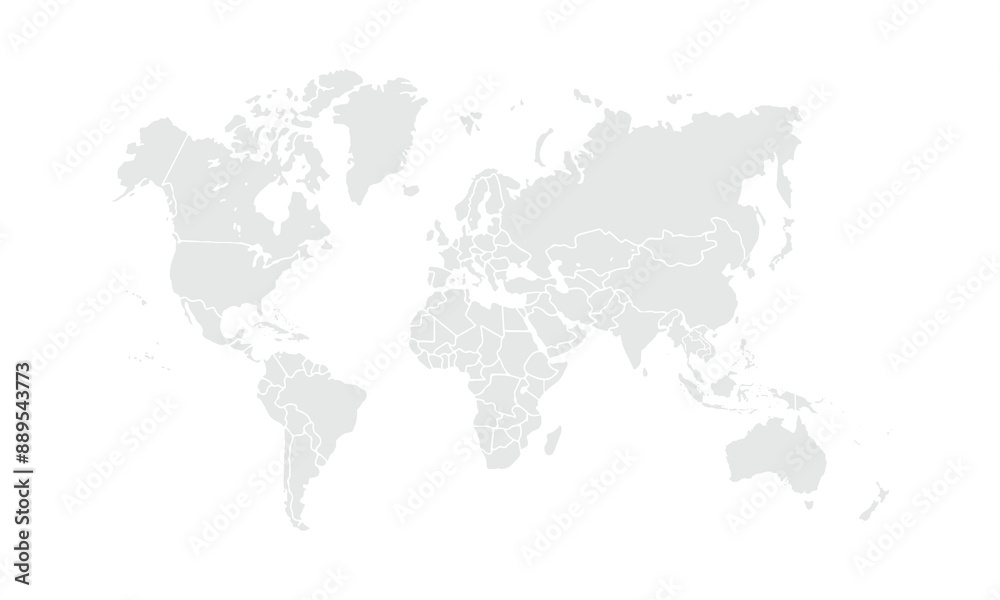 Fototapeta premium World map Grayscale,isolated on white background for website layouts,background,education, precise,customizable,Travel worldwide,map silhouette backdrop,earth geography, political,reports.