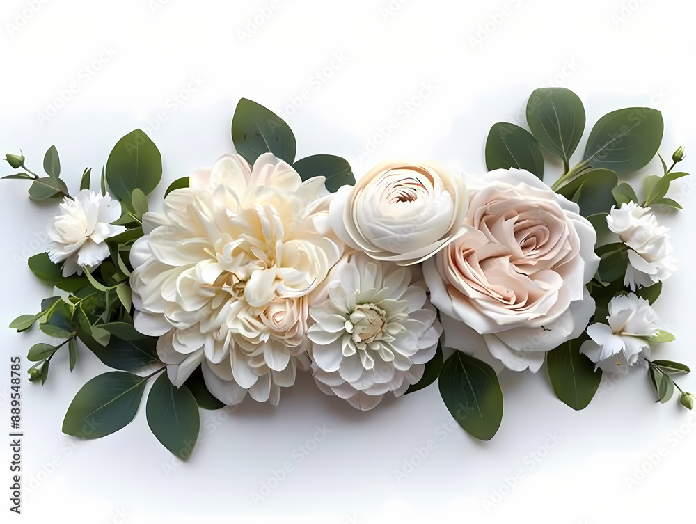 Obraz premium bouquet of white roses flowers isolated on white