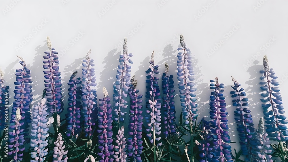 Lupine flowers on white background Lupine flowers on white background