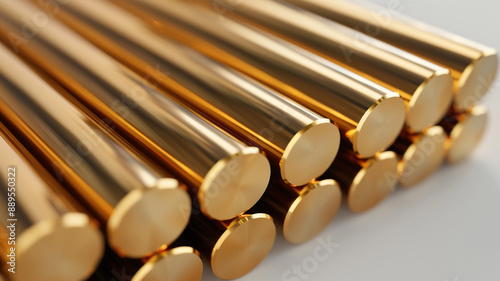 a polished gold steel round bars