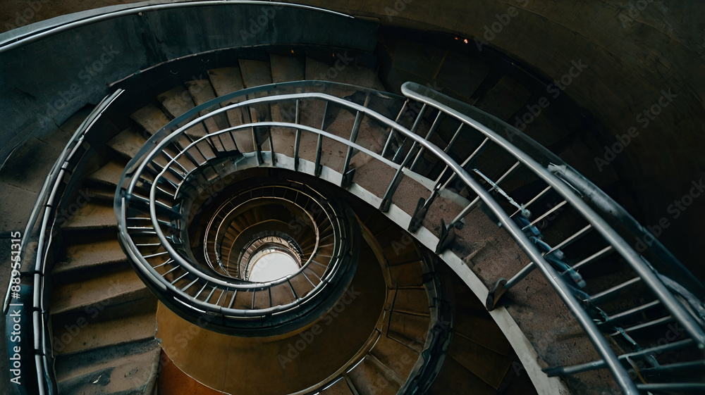 Fototapeta premium top view spiral stairs of a building , beautiful photo