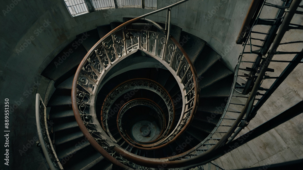 Fototapeta premium top view spiral stairs of a building , beautiful photo