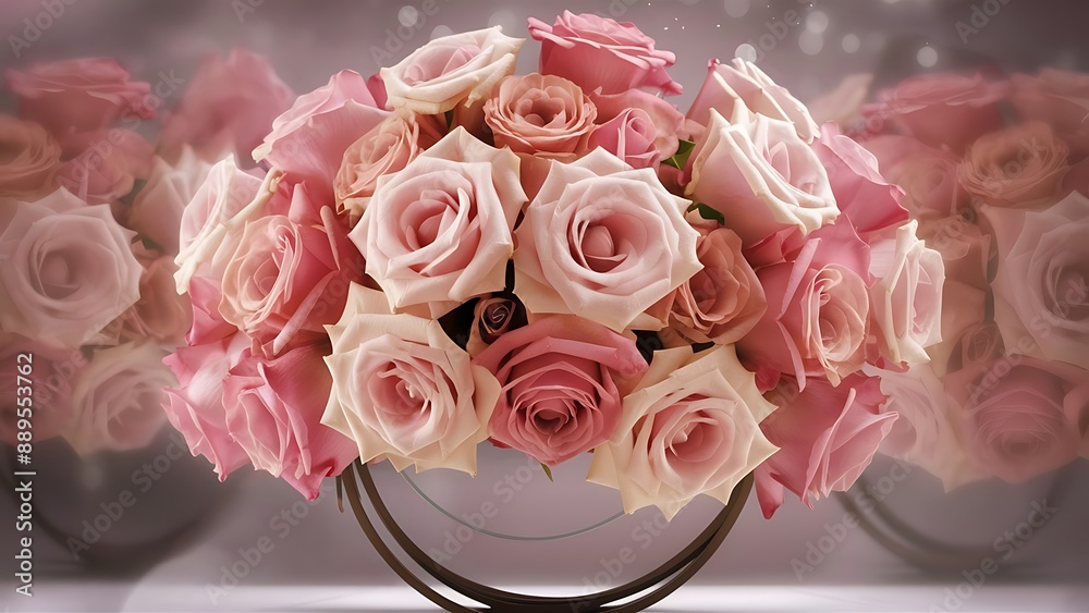 Bouquet of pink and beige roses Bouquet of pink and beige roses