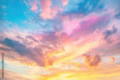 Ultradetailed photograph of a vibrant sunset cloudscape with layered stratus clouds, isolated on white background