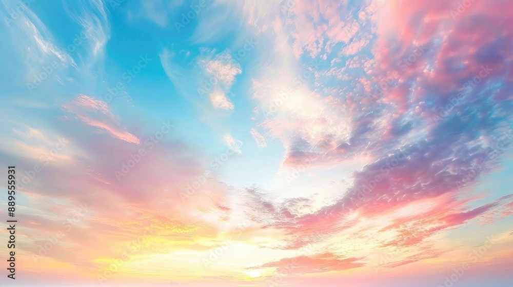 Highdefinition photograph of a serene sunset cloudscape with colorful cirrostratus clouds, isolated on white background Highdefinition photograph of a serene sunset cloudscape with colorful cirrostratus clouds, isolated on white background