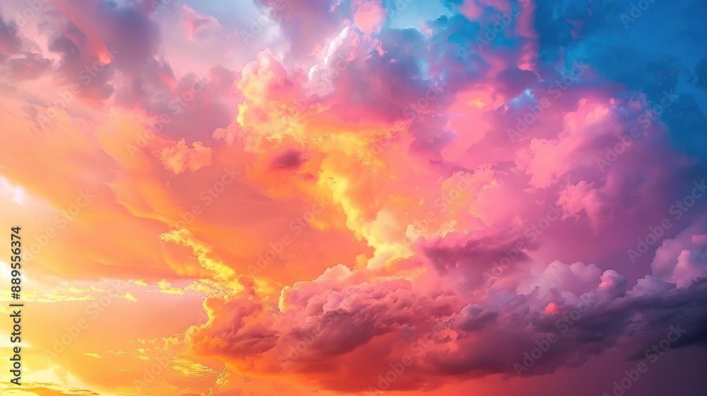 Elegant photograph of a colorful sunset sky with dynamic cumulonimbus cloud formations, isolated on white background Elegant photograph of a colorful sunset sky with dynamic cumulonimbus cloud formations, isolated on white background