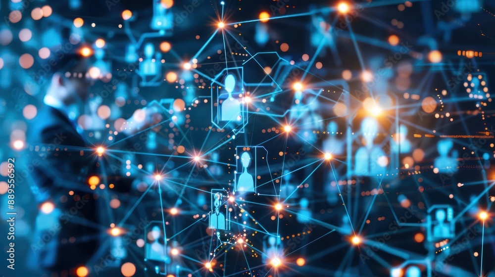 Obraz premium Global business structure of networking Analysis and data exchange customer connection HR recruitment and global outsourcing Customer service Teamwork Strategy Technology and social ne : Generative AI