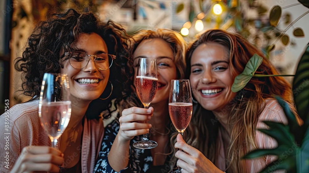 A tech startup team celebrating a successful product launch with champagne in a sleek, minimalist office space A tech startup team celebrating a successful product launch with champagne in a sleek, minimalist office space