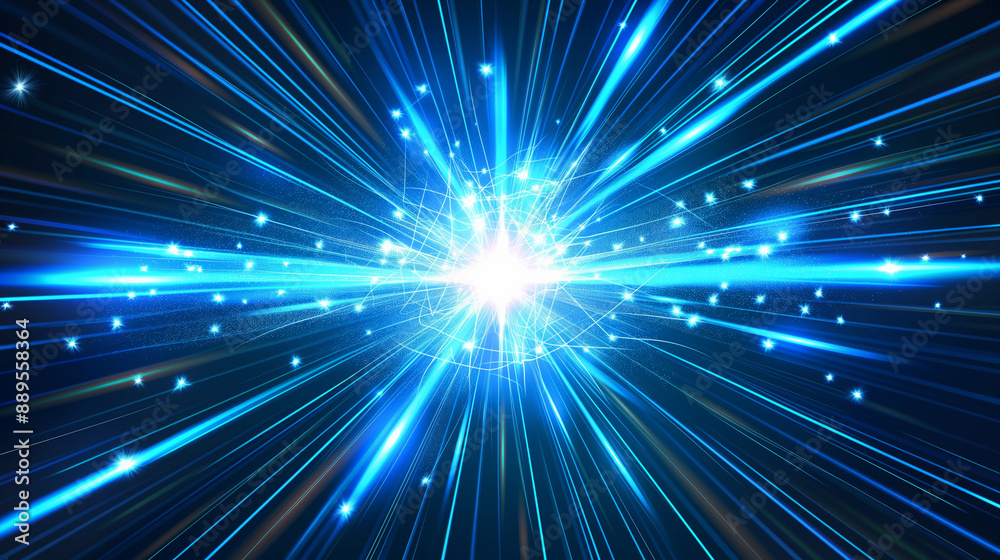 Naklejka premium Digital energy technology concept, vector abstract with blue light rays and lines