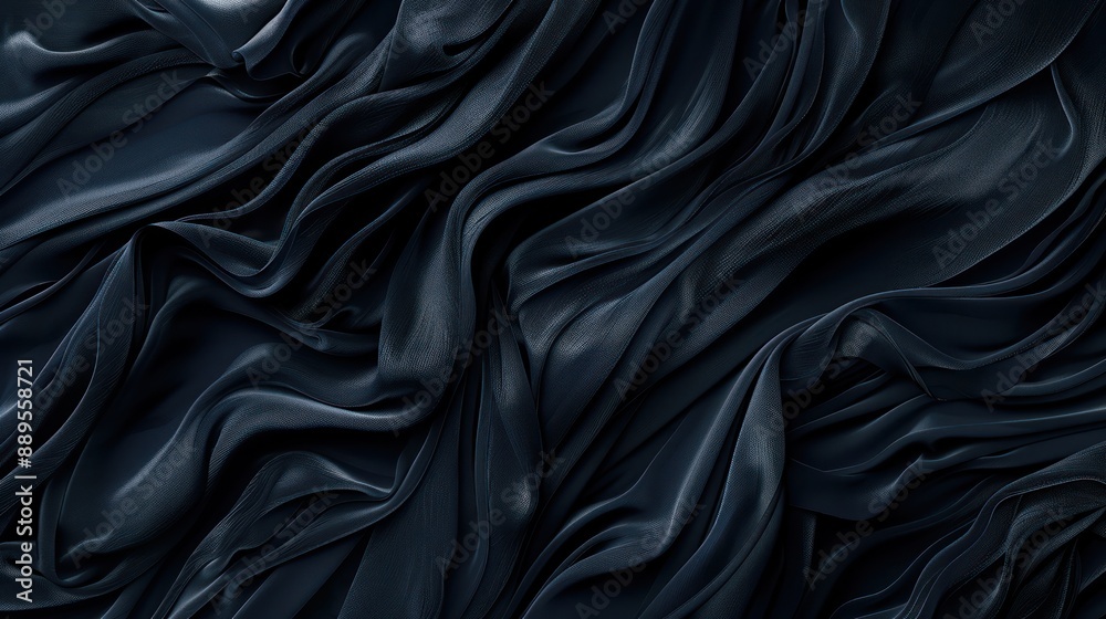 Fototapeta premium Abstract black swirls and waves against a dark background, creating a sense of depth and mystery