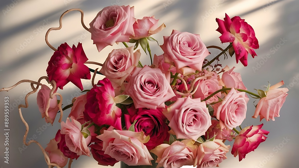 Bouquet of pink and beige roses Bouquet of pink and beige roses