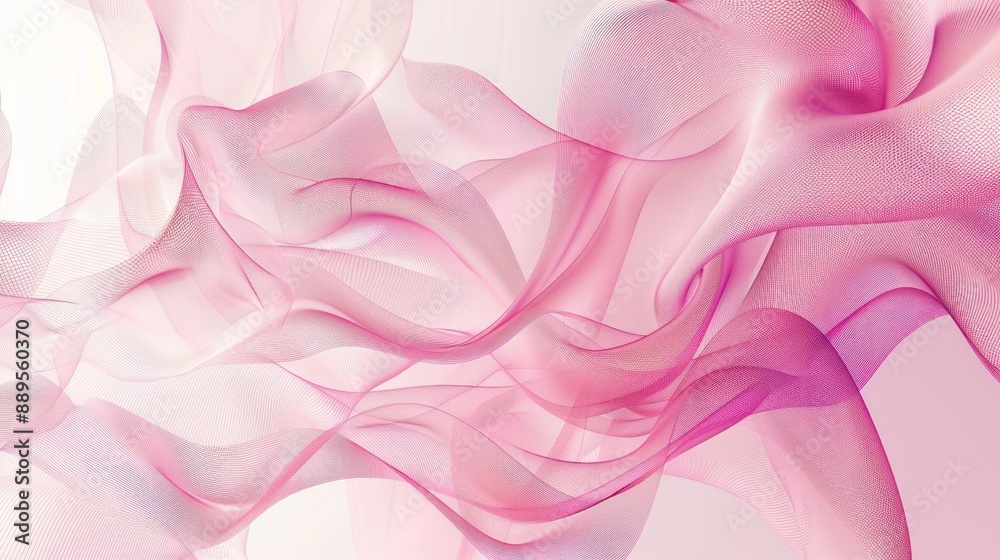 Obraz premium Geometric abstract design featuring pink hues, with flowing lines and delicate forms