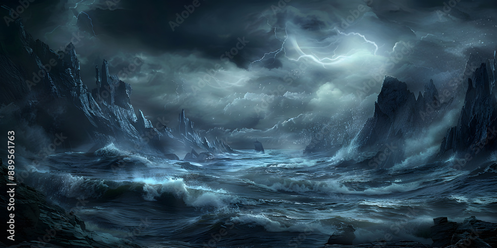 A raging sea with waves A raging sea with waves