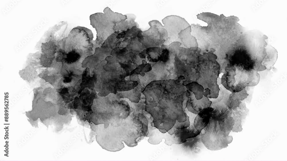 alpha layer filter on a white canvas, black watercolor effect filter, ink drop effect, dripping slow motion spot ink fluid drops