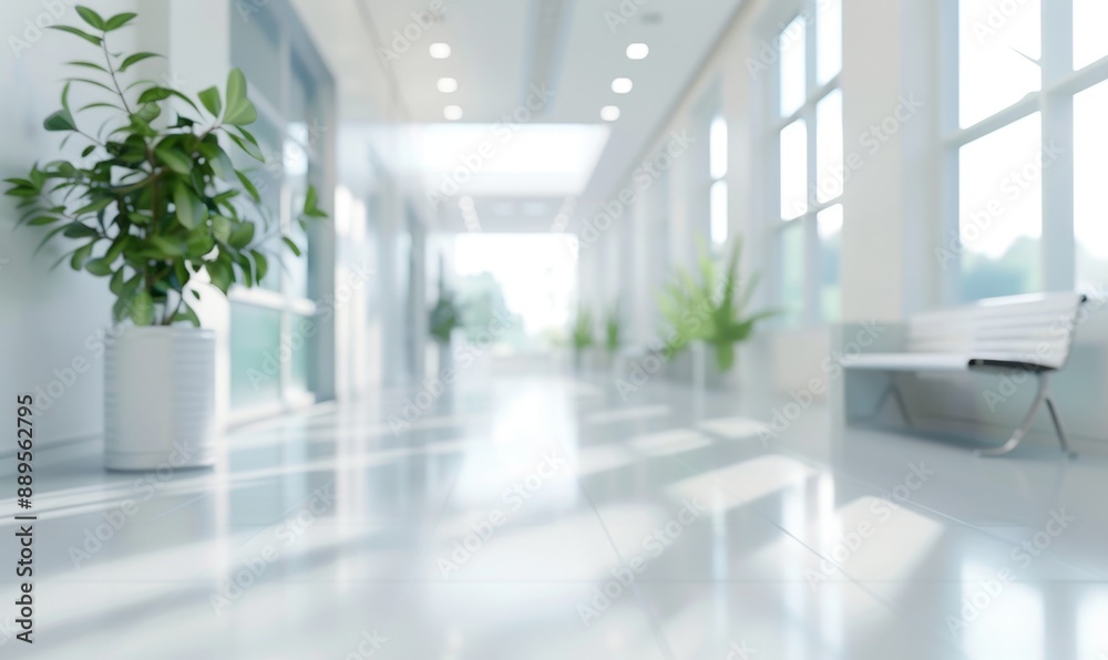 Obraz premium Blurred Background of a Maternal and Child Healthcare Clinic with Medical Interior, Capturing the Essence of a Hospital or Clinic Environment, Perfect for 4K High-Resolution Wallpaper, AI-Generated