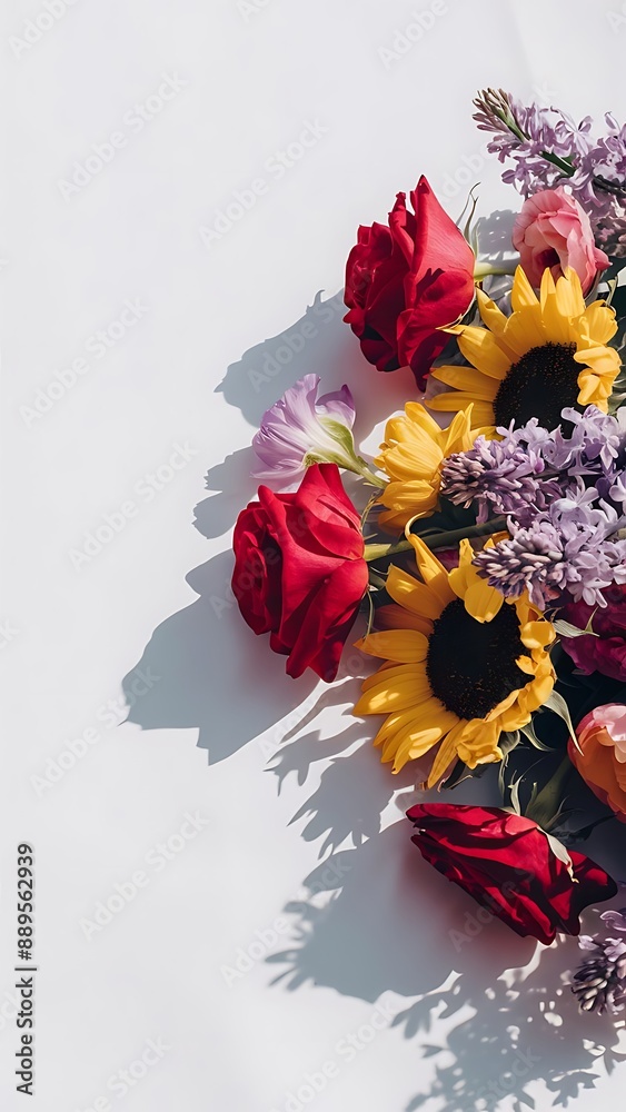 Fototapeta premium Summer flowers on the white