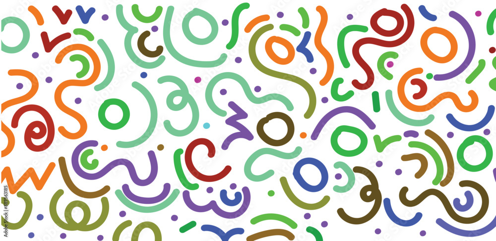Fun colorful line doodle seamless pattern. Fun colorful line doodle seamless pattern.
