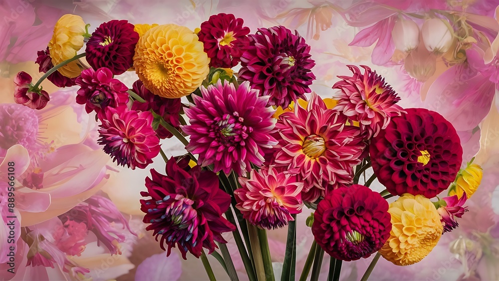 Beautiful bouquet of dahlia flowers floral background Beautiful bouquet of dahlia flowers floral background