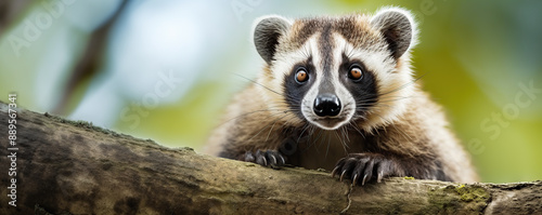 Close Up Portrait Of A Young Raccoon In A Natural Setting