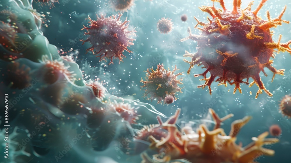 A conceptual image of a virus particle dissolving in a medical solution, symbolizing the effectiveness of treatments or vaccines. A conceptual image of a virus particle dissolving in a medical solution, symbolizing the effectiveness of treatments or vaccines.