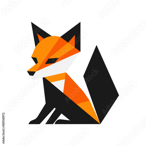 Red fox logo design. Simple icon minimalist style. Vector illustration on transparent background.	