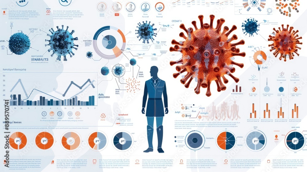 Obraz premium An infographic explaining the steps of virus detection and diagnosis, with clear visuals and concise text for easy understanding.
