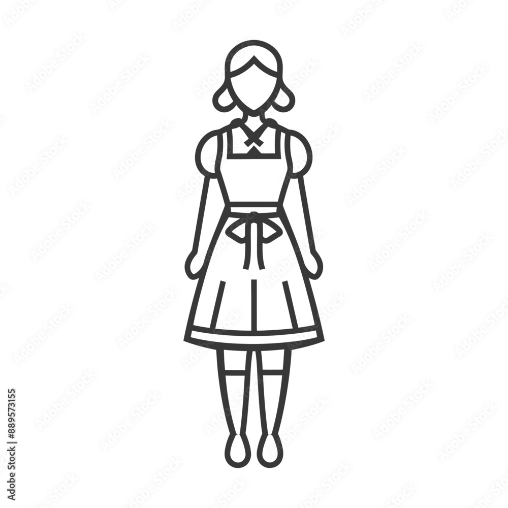germany women wearing dirndl traditional clothing minimalist line art icon logo symbol germany women wearing dirndl traditional clothing minimalist line art icon logo symbol