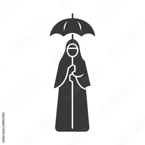 emirates women wearing abaya traditional clothing minimalist line art icon logo symbol