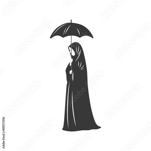 emirates women wearing abaya traditional clothing minimalist line art icon logo symbol