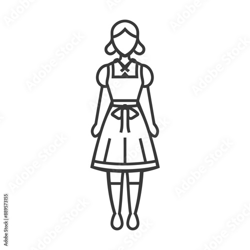 germany women wearing dirndl traditional clothing minimalist line art icon logo symbol