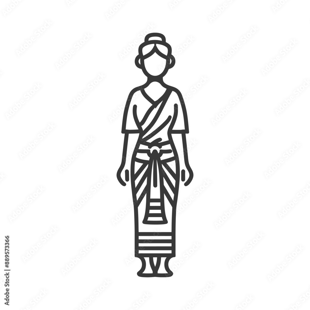 Fototapeta premium indonesian balines women wearing payas madya traditional clothing minimalist line art icon logo