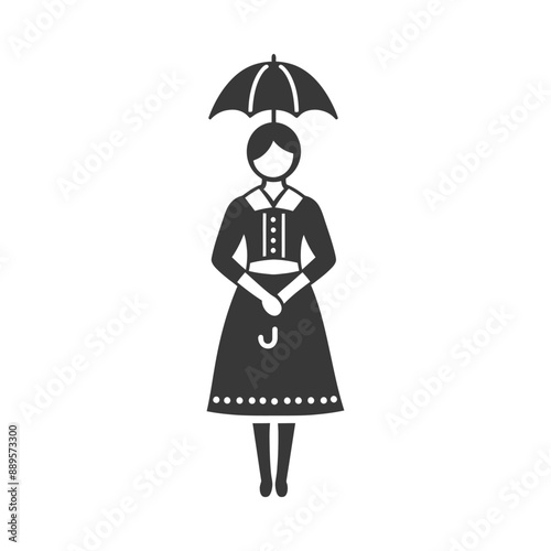 germany women wearing dirndl traditional clothing minimalist line art icon logo symbol