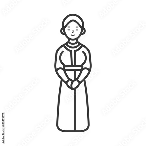 indonesian women wearing kebaya traditional clothing minimalist line art icon logo symbol