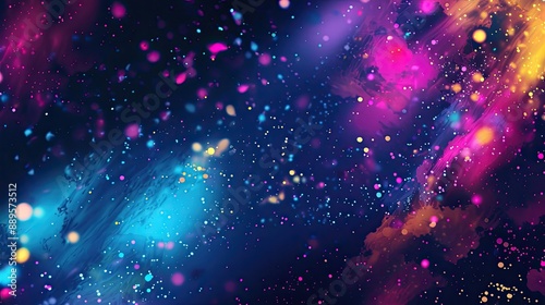 A bright, abstract background with splashes of neon colors.