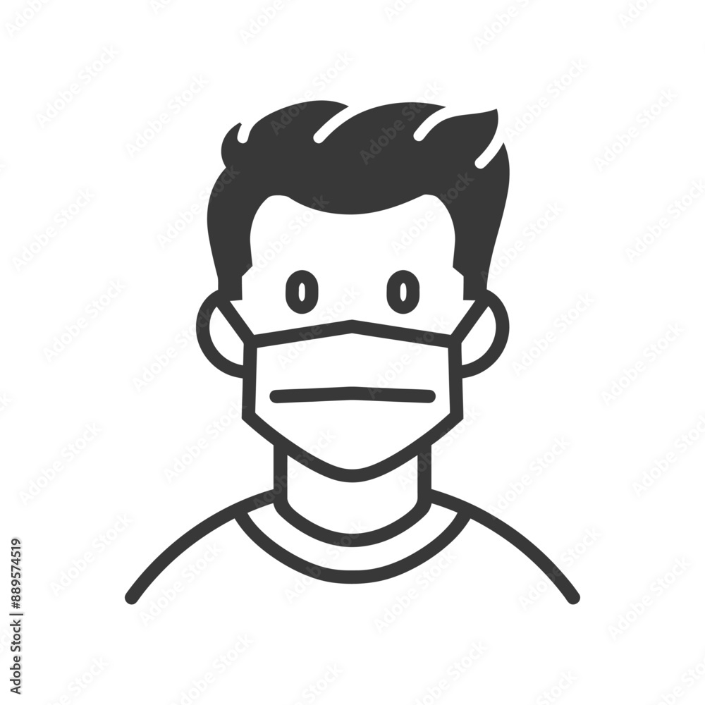man using face mask in minimalist line art icon logo symbol man using face mask in minimalist line art icon logo symbol