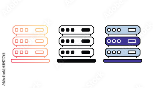 Server icon design with white background stock illustration