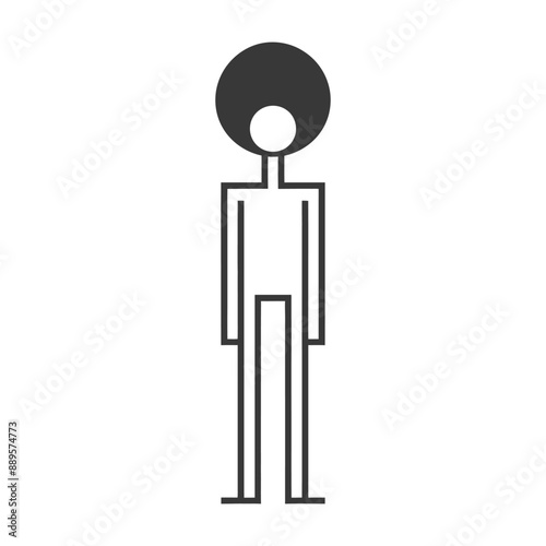 man with afro hair style in minimalist line art icon logo symbol