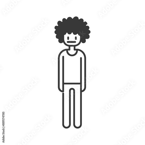 man with afro hair style in minimalist line art icon logo symbol