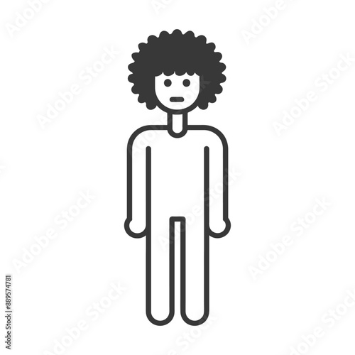 man with afro hair style in minimalist line art icon logo symbol