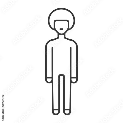 man with afro hair style in minimalist line art icon logo symbol