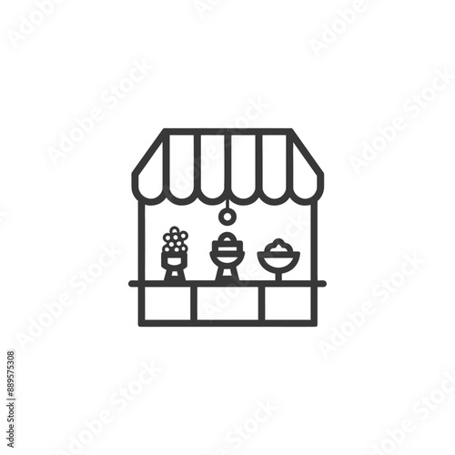 marketplace in minimalist line art icon logo symbol