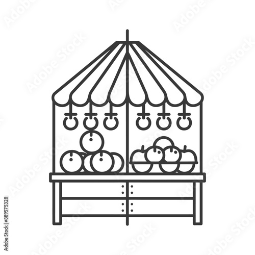 marketplace in minimalist line art icon logo symbol