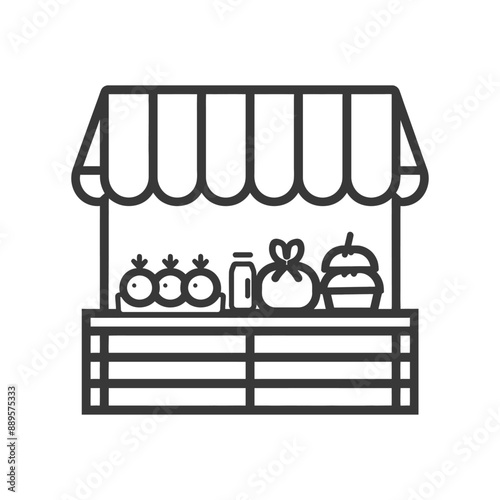 marketplace in minimalist line art icon logo symbol