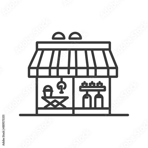 marketplace in minimalist line art icon logo symbol