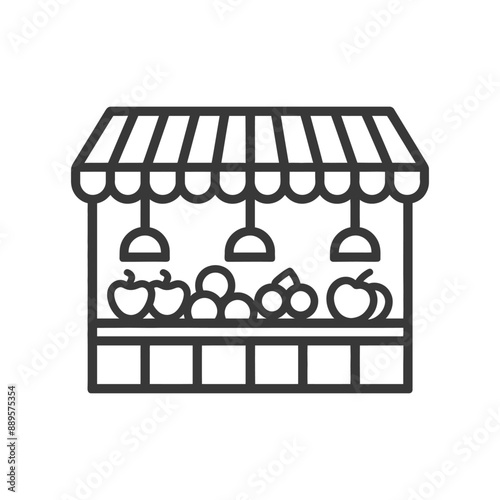 marketplace in minimalist line art icon logo symbol