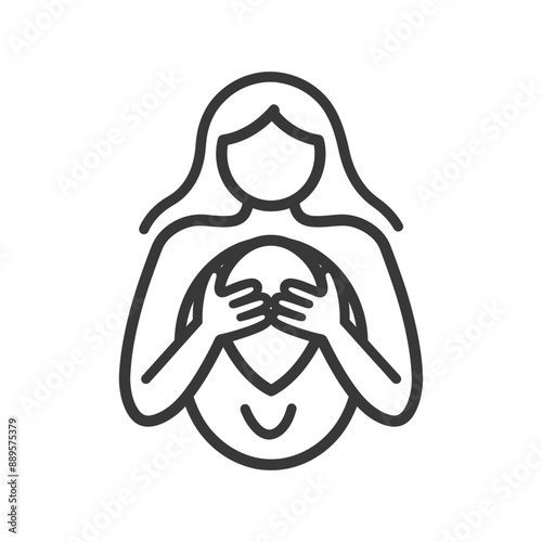 maternity in minimalist line art icon logo symbol